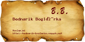 Bednarik Boglárka névjegykártya